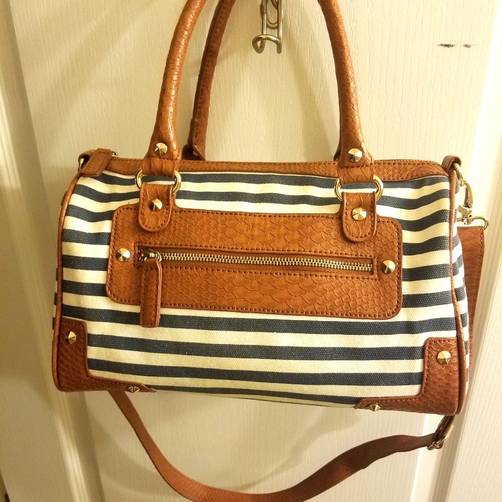 Aldo Stripped Canvas Tote Handbag